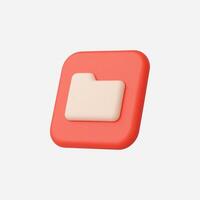 A minimalist, 3D folder icon on a vibrant background. vector