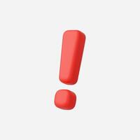 A bold red exclamation mark symbol on a minimalist background. vector