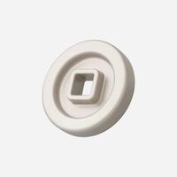 A minimalistic white ceramic round object with a square cutout. vector