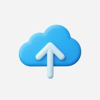 A blue cloud icon with an upward arrow, representing data upload. vector