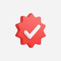 A red badge icon with a white checkmark symbolizing approval. vector