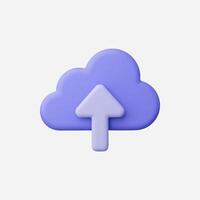 A modern upload icon featuring a purple cloud and arrow. vector