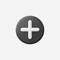 A sleek, modern plus sign button on a clean background. vector