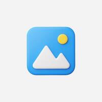 A colorful icon featuring mountains and a sun in a cheerful style. vector
