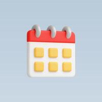 A colorful 3D calendar icon on a soft background for scheduling. vector