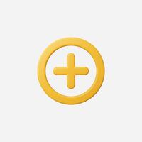 A bright yellow addition symbol in a minimalist style. vector