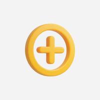 A vibrant yellow plus sign icon in a minimalistic circular design. vector