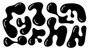 Organic blobs with irregular shapes creating an abstract composition in monochrome vector