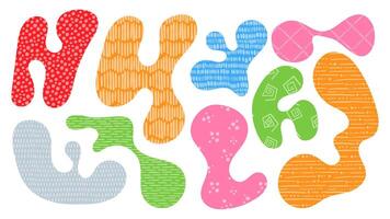 Colorful organic shapes create a playful composition with irregular blobs and patterns vector