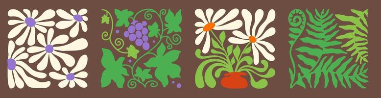 Retro wavy floral pattern with classic elements vector