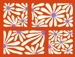 Colorful wave pattern featuring flowers typical of 70s design style and aesthetics vector