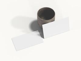 Modern business card mockup with natural shadowing effect. photo
