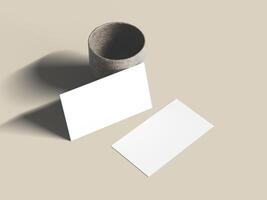 Business card mockup with shadow effects on a soft background. photo