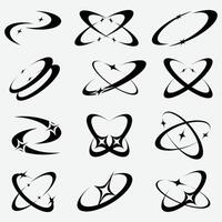 Y2K Abstract retro minimal twinkles with cosmic orbit. vector