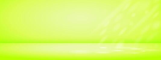 Green studio room with sun rays. Limbo light background. Abstract 3d bg with empty space for advertising text. mockup illustration. vector