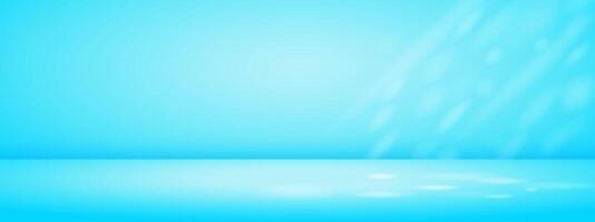 Blue studio room with sun rays. Limbo light background. Abstract 3d bg with empty space for advertising text. mockup illustration. vector