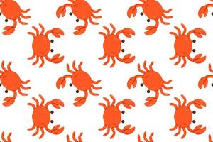 Seamless pattern with red crabs on white background, perfect for beach-themed textiles and marine-themed childrens projects vector