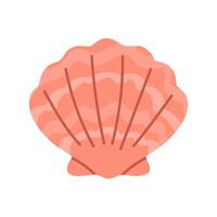 Pink scallop shell icon with curved lines, isolated on white background vector