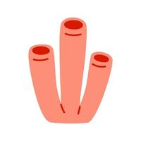 Underwater sponge with three vertical red tubes vector