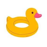 Yellow duck-shaped inflatable pool float with simple round form, perfect for kids' summer accessories and water-themed products vector