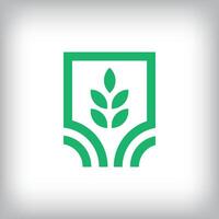 Leaf and ecological natural logo in square. Unique design identity. Geometric nature flat logo template. vector