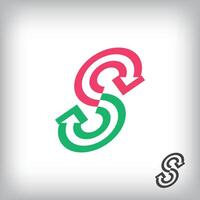 Letter S and forward and backward arrow logo. Unique transportation design identity. Logo template in geometric line. vector