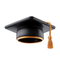 3d graduation cap icon isolated on transparent background. 3d rendering Cartoon plastic style png