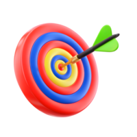 3d dartboard Target arrow icon isolated on transparent background. 3d rendering Cartoon plastic style png