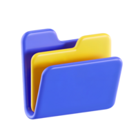 3d folder icon isolated on transparent background. 3d rendering Cartoon plastic style png
