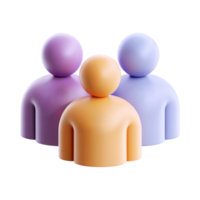 3D Group Users icon isolated on transparent background. 3d rendering Cartoon plastic style png
