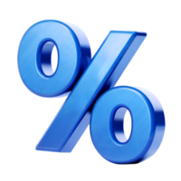 3d Percent sign icon isolated on transparent background. 3d rendering Cartoon plastic style png