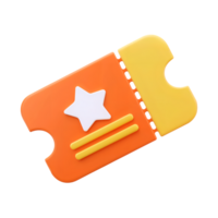3d ticket icon isolated on transparent background. 3d rendering Cartoon plastic style png