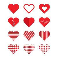 Heart icon set with different shapes. Set of hearts icon vector