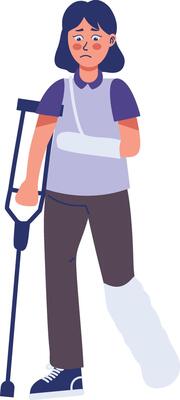 Girl Injury Illustration with Cartoon Style. Isolated on White Background