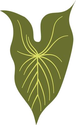 Green Tropical Exotic Leaves with Cartoon Design