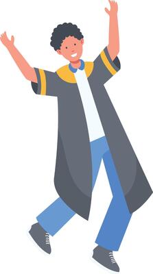 Student Graduation Character Isolated on White Background.