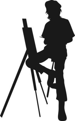Silhouette of Artist Painting.