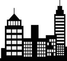 Black Silhouette of City Skyline with Simple Design. Isolated on White Background. vector