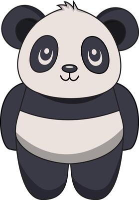 Cute Cartoon Panda Character Isolated on White Background
