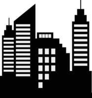 Black Silhouette of City Skyline with Simple Design. Isolated on White Background vector