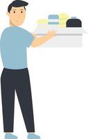 Person Volunteers and Donation Character in Flat Design. vector