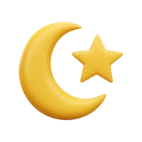 3D Rendering of a Crescent Moon and Star png