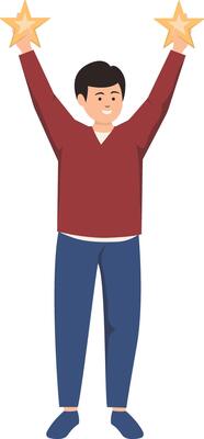 People Giving Star Character in Flat Design
