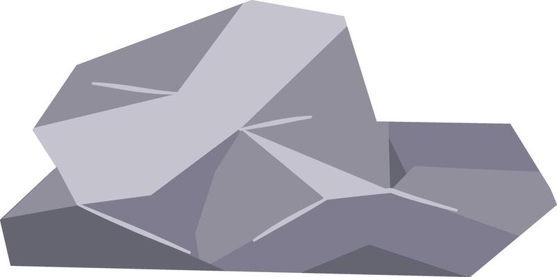 Boulder Rock Illustration, Isolated on White Background.