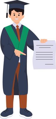 Student Graduation Illustration, Isolated on White Background.