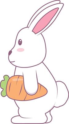 Cute Rabbit Illustration, Isolated on White Background