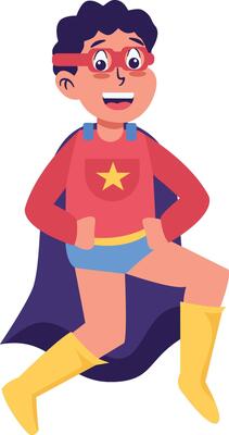 Children Boy Superhero Character Isolated on White Background