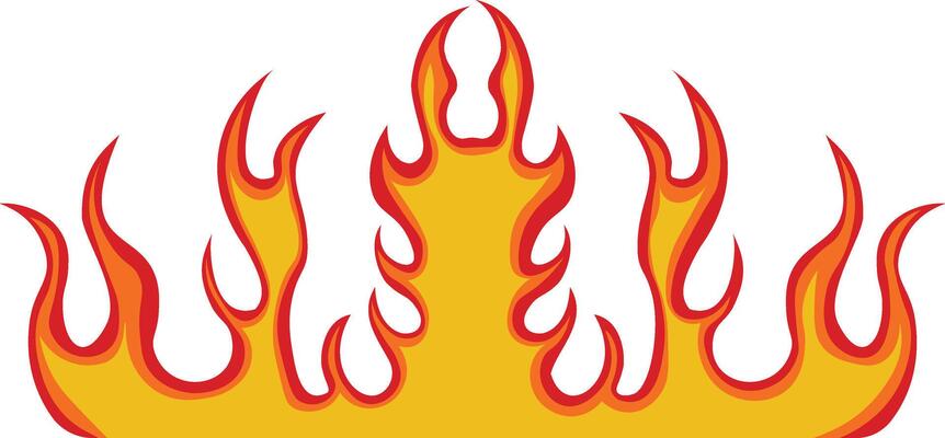 Fire Frame Illustration in Red and Orange Color Design. Isolated on White Background