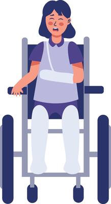Girl Injury Illustration on White Background