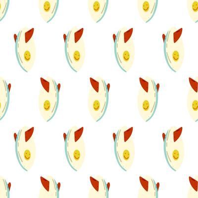 Smiley Surfboard Seamless Pattern
